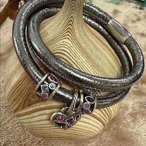 Brighton Woodstock Bracelet with Multicolor beads and heart charm (retired)